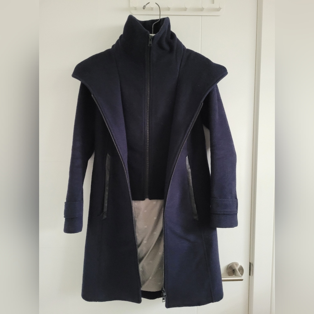 Soia & Kyo wool coat with built in vest and hood